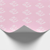 Het is een meisje, lichtroze wit baby shower cadea cadeaupapier (Hoek)