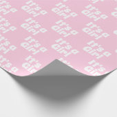 Het is een meisje, lichtroze wit baby shower cadea cadeaupapier (Hoek)