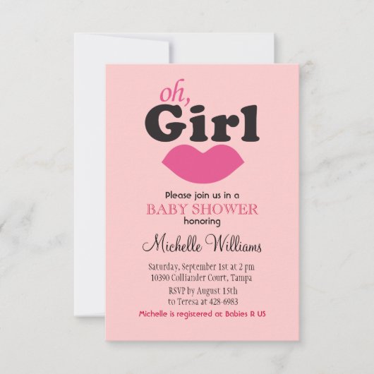 Het is een meisje lips-Baby shower Kaart (Voorkant)