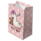 Het is een meisje Llama! Medium Cadeauzakje (Achterkant Gekanteld)