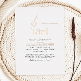 Het is een meisje Luxe Roos Gold Foil Baby shower Folie Uitnodiging