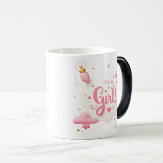 "Het is een meisje!" Magic Reveal Mok – Pastel Pin (Voorkant rechts)