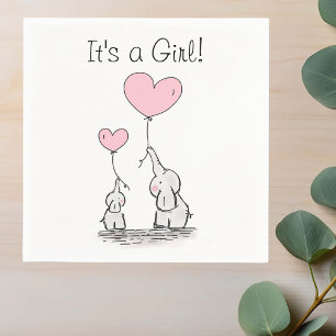 Het is een meisje mama baby olifant papieren serve servet