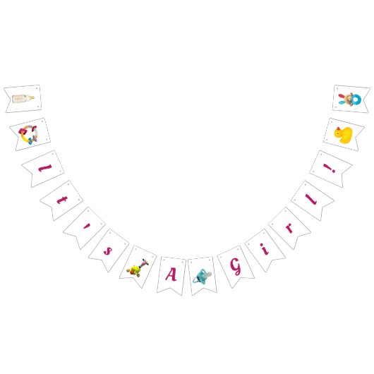 Het is een meisje! Mandala in diepe roze Bunting Vlaggetjes (Alle)