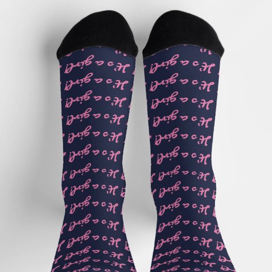 Het is een meisje! Medium roze script baby geslach Sokken (Top)