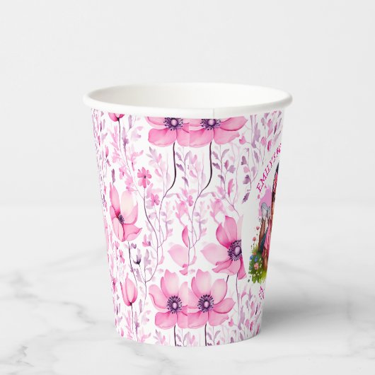 Het is een meisje | Meisjes bloemenBaby shower Papieren Bekers (Rechts)