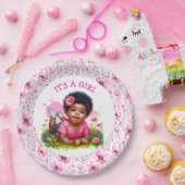 Het is een meisje | Meisjes bloemenBaby shower Papieren Bordje (Feest)