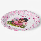Het is een meisje | Meisjes bloemenBaby shower Papieren Bordje (Gekanteld)