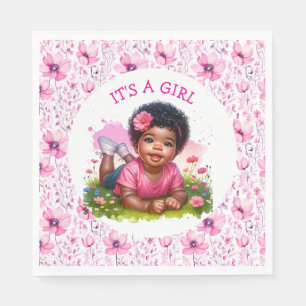 Het is een meisje   Meisjes bloemenBaby shower Servet
