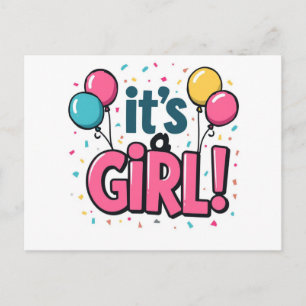 Het is een meisje met ballonnen briefkaart