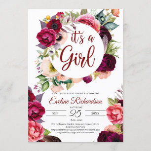 Het is een meisje met bloedige boer en maroon flor kaart