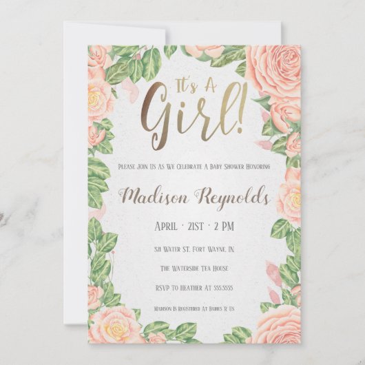 Het is een meisje met een Baby shower-invitatie do Kaart (Voorkant)