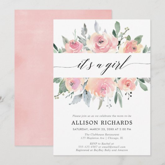 Het is een meisje met een grove baby shower van ee kaart (Voorkant / Achterkant)