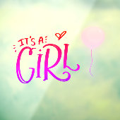 Het is een meisje met een roze ballon raamsticker (Vel 3)