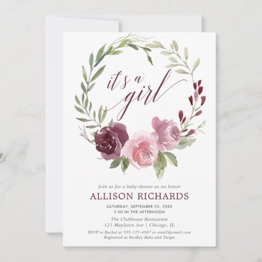 Het is een meisje met een roze bruine bruidsbloem  kaart (Voorkant)