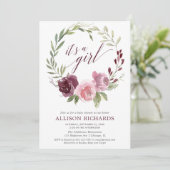 Het is een meisje met een roze bruine bruidsbloem kaart (Staand voorkant)