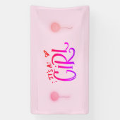 Het is een meisje met roze ballonnen spandoek (Verticaal)