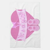 Het is een meisje met roze hartschoenen voor baby- theedoek (Verticaal)