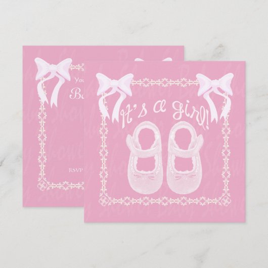 Het is een meisje met roze schoenen voor baby-meis kaart (Voorkant / Achterkant)