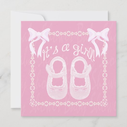 Het is een meisje met roze schoenen voor baby-meis kaart (Voorkant)