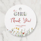 Het is een meisje met Spring Flowers Baby shower Bedankjes Labels (Achterkant)