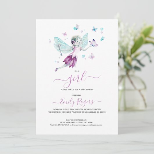 Het is een meisje... met vlinders. save the date (Staand voorkant)