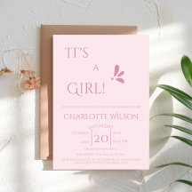 Het is een meisje! Minimalisme Pastel Roze Baby Sh