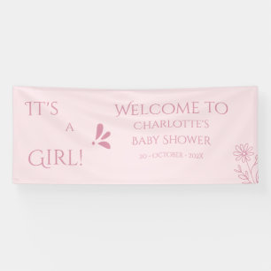 Het is een meisje! Minimalisme Pastel Roze Baby Sh Spandoek