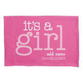 Het is een meisje-modern, grillig met Baby-naamdat Kussensloop (Voorkant)