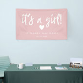 Het is een meisje Modern Pink Baby shower Spandoek (Beurs)