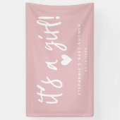 Het is een meisje Modern Pink Baby shower Spandoek (Verticaal)
