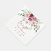 Het is een meisje Modern Pink Bourgondië Floral Ba Servet (Hoek)