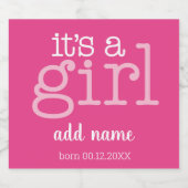 Het is een meisje - Modern, roze roze. Bier Etiket (Enkel label)
