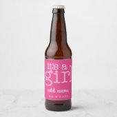 Het is een meisje - Modern, roze roze. Bier Etiket (Voorkant)
