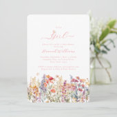 Het is een meisje! Modern, Wildbloem, Baby shower Kaart (Staand voorkant)