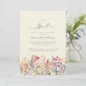 Het is een meisje! Modern, Wildbloem, Baby shower Kaart (Staand voorkant)