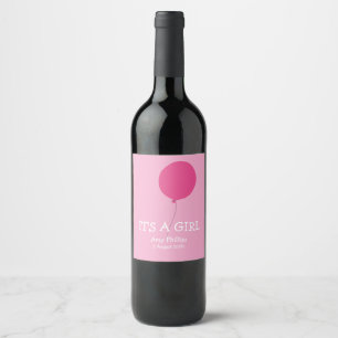 Het is een meisje moderne grillige roze wijn label etiket
