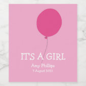 Het is een meisje moderne grillige roze wijn label wijn etiket (Enkel label)