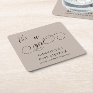 Het is een meisje moderne minimale kalligrafie bab kartonnen onderzetters