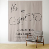 Het is een meisje moderne minimale kalligrafie bab wandkleed (In situ)