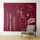 Het is een meisje moderne minimale vlinder baby sh wandkleed (In Situ (horizontaal))