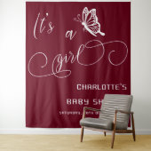 Het is een meisje moderne minimale vlinder baby sh wandkleed (In situ)