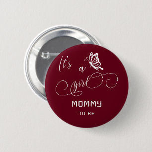 Het is een meisje moderne minimale vlinder mama-to ronde button 5,7 cm