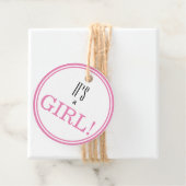 Het is een meisje! Moderne roze aankondiging Baby Bedankjes Labels (In situ)