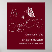 Het is een meisje moderne vlinder babyshower welko poster (Voorkant)