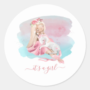Het is een meisje mooi Ballerina Baby shower Ronde Sticker