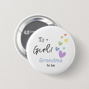 Het is een meisje! Mooie en kleurrijke harten Oma- Ronde Button 5,7 Cm
