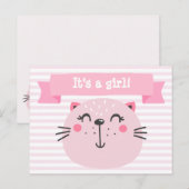 Het is een meisje! | Mooie Roze Kat Aankondigingskaart (Voorkant / Achterkant)