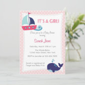 Het is een meisje Nautical Sailboat Baby shower no Kaart (Staand voorkant)
