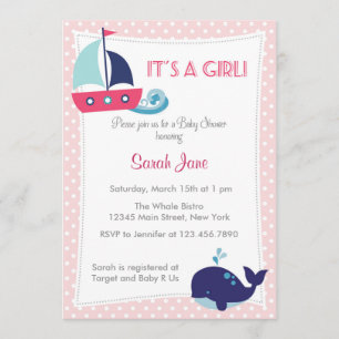 Het is een meisje Nautical Sailboat Baby shower no Kaart